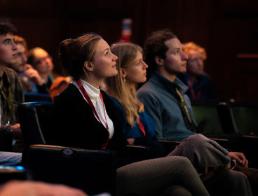 Audience sat in the Ondaatje Theatre at the Society.