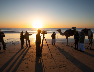 Filming in Oman at sunset
