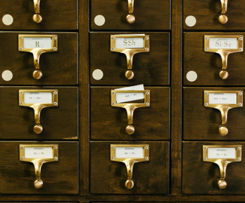 A card catalogue cabinet